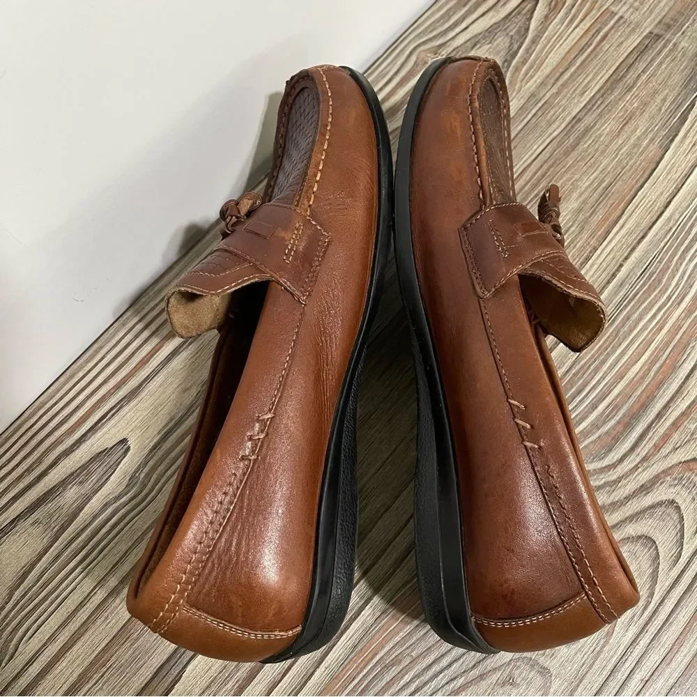 Dockers Memory Foam Brown Leather Loafer Men 10M Comfort Office Business Casual